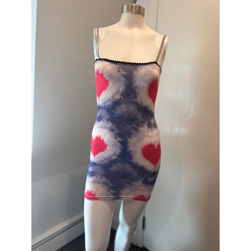 Kollyy Heart Print Tie Dye Mini Bodycon mini dress | Size‎ Small NWT